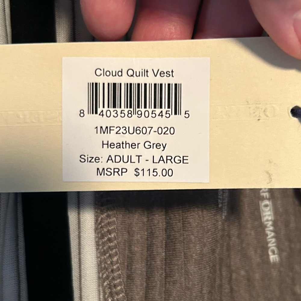 Onward Reserve NWT cloud quilt vest in gray size L - Picture 6 of 8